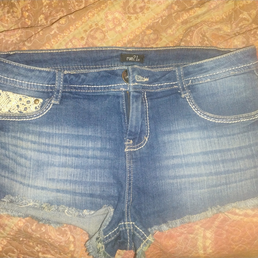 Rue21 Blue Denim Shorts with Lace Detail